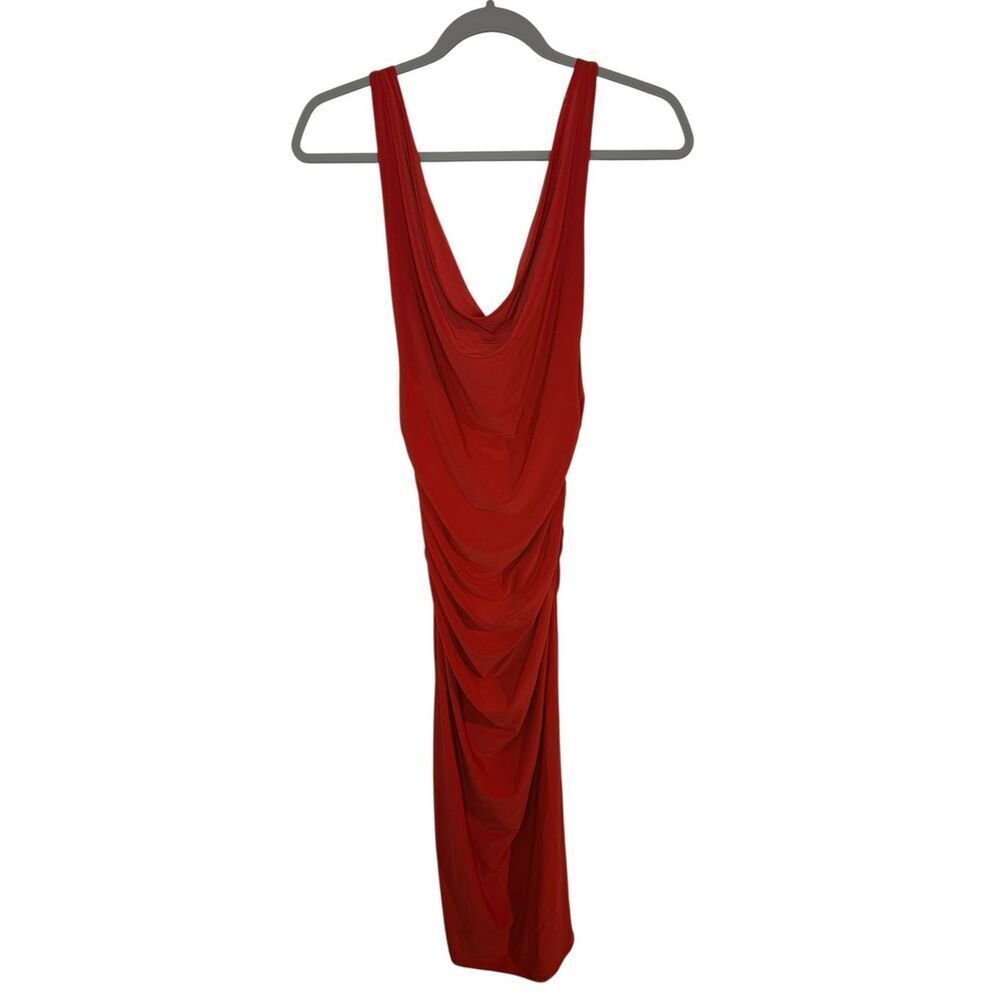 Zara Maxi Long Red‎ Ruched Bodycon Dress Size Medium